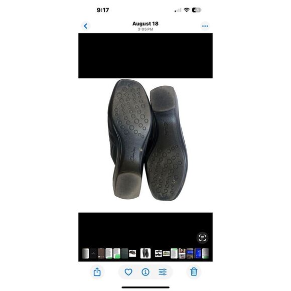 Clarks Black Leather Slip-On Mules Size 10M - Picture 12 of 12